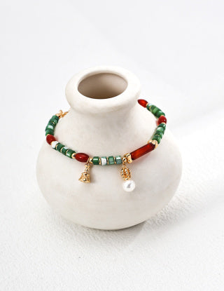 S925 Silver retro Design Pearl Agate Shell bracelet
