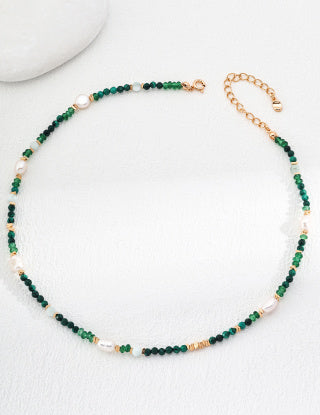 Pure silver pearl necklace