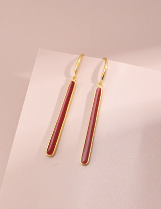 Chinese red drip glaze earrings