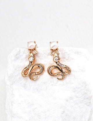 S925 silver retro design pearl Zircon earrings