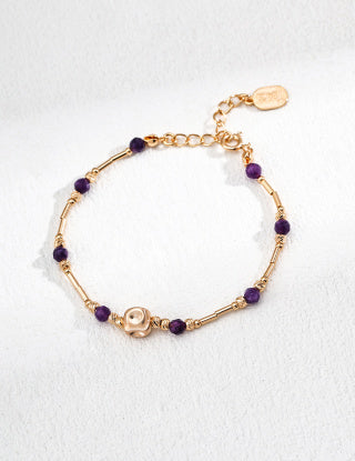 S925 Silver retro Design amethyst Wealth Attracting bracelet