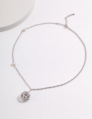 Pure silver pearl necklace