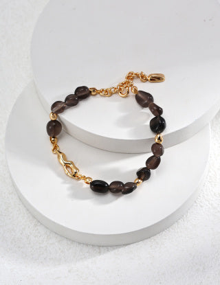 Pure silver obsidian bracelet