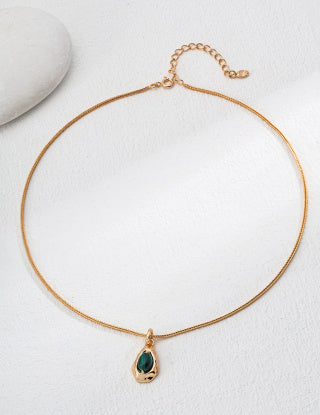 S925 Silver Natural Tiger's Eye Malachite pendant necklace