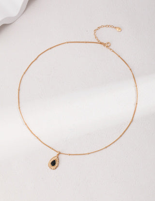 Pure silver black zircon necklace