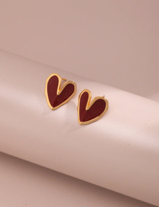 Chinese Red Drip Glaze series Red Enamel Earrings