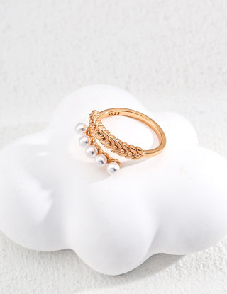 S925 silver design imitation pearl ring