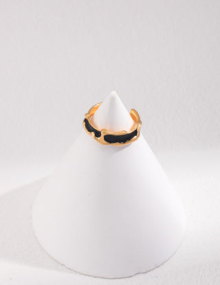 Sterling silver drip glaze couple rings