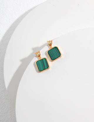 Pure silver malachite earrings