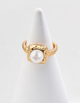 S925 silver simple natural pearl ring