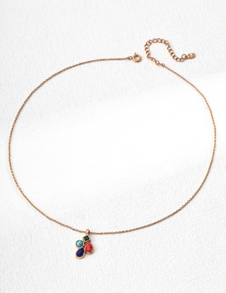 S925 Silver Retro natural lapis lazuli Zircon pendant necklace