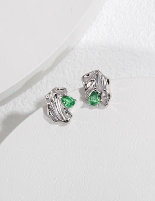 Pure silver zircon earrings