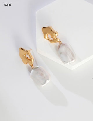 Pure silver Baroque pearl earrings