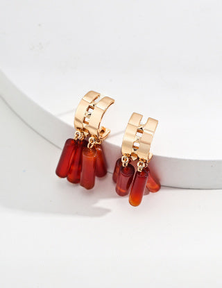S925 Silver New Chinese-style agate earrings