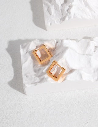 Sterling silver cube-designed ear buckles