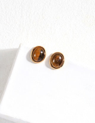 Pure silver tiger's eye earrings
