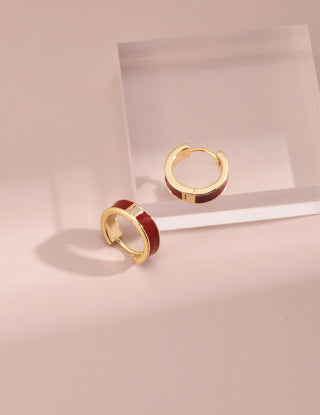 Chinese red drip glaze earrings