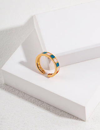 Morandi square drip glaze ring