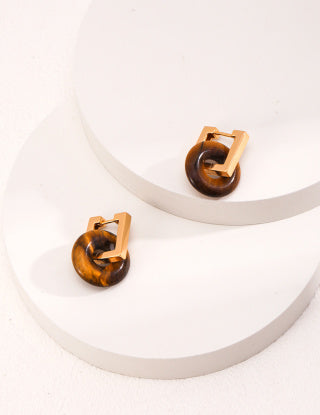 Natural tiger's eye/spotted stone earrings