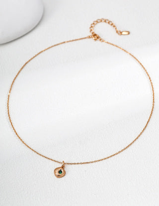 S925 Silver Retro matte green Zircon pendant necklace