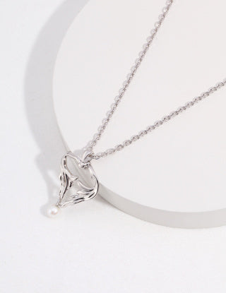 Pure silver pearl necklace