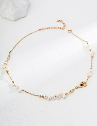 S925 Silver Natural Pearl Black Agate necklace