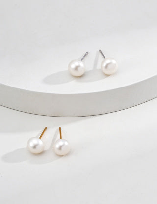 S925 silver simple natural pearl earrings and stud earrings