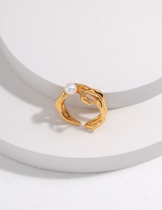 Pure silver pearl ring