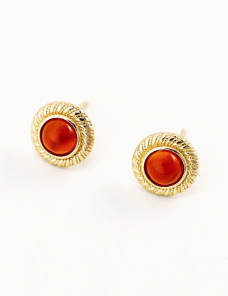 Pure silver agate stud earrings