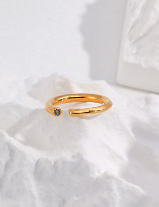Pure silver sapphire ring