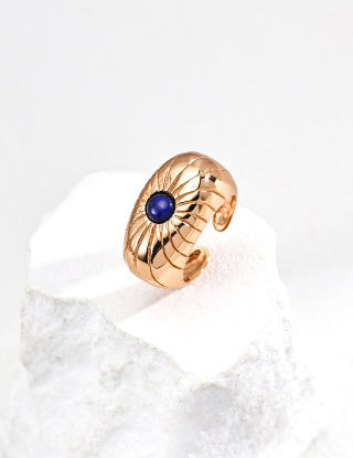 S925 Silver retro Design Lapis lazuli/mother-of-pearl ring