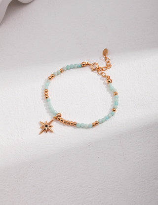 Pure silver natural quartz jade bracelet