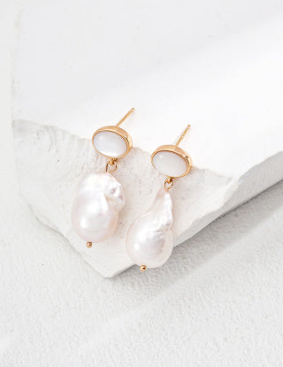 S925 silver natural pearl shell earrings