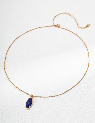 S925 Silver Retro natural Lapis lazuli necklace
