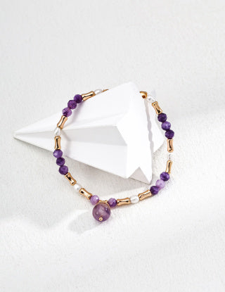 S925 Silver Natural Pearl Amethyst bracelet