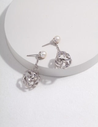 Pure silver pearl earrings