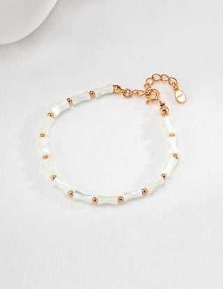 Pure silver bamboo-shaped horseshoe snail shell bracelet
