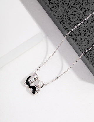 Pure silver black drip glaze pearl necklace