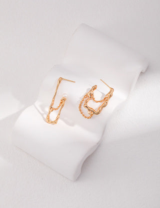 Pure silver AB asymmetrical pearl earrings