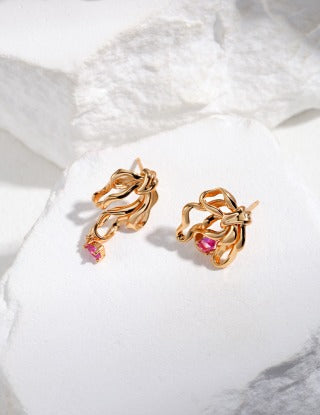 Ribbon design series Sterling silver earrings