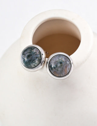 Water plant agate sterling silver earrings