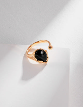 Pure silver agate ring