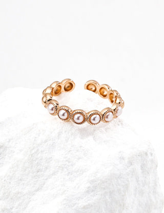 S925 silver simple imitation pearl ring