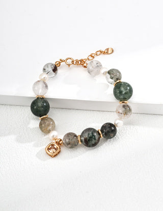 S925 Silver Natural Pearl Ghost Bead Crystal bracelet