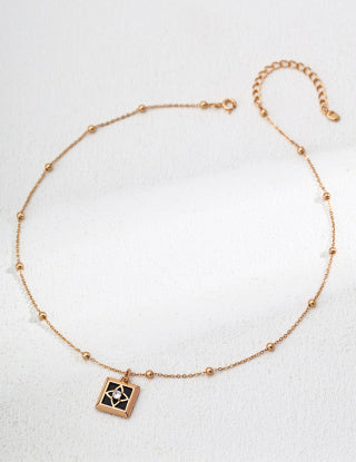 S925 Silver square agate zircon pendant necklace