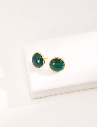 Pure silver malachite earrings