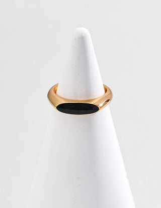 S925 silver simple black agate ring
