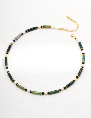 Pure silver agate necklace