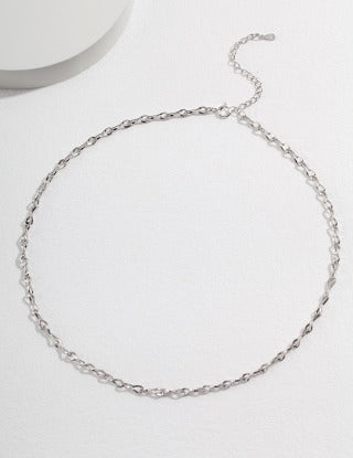 Pure silver square twisted figure-eight chain