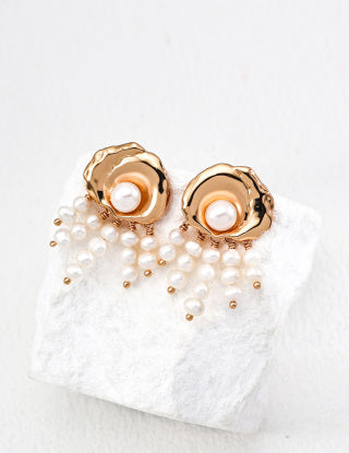 S925 silver retro natural pearl earrings
